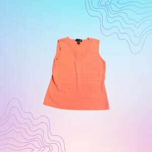 CABLE & GAUGE Sleeveless V-Neck Salmon Top